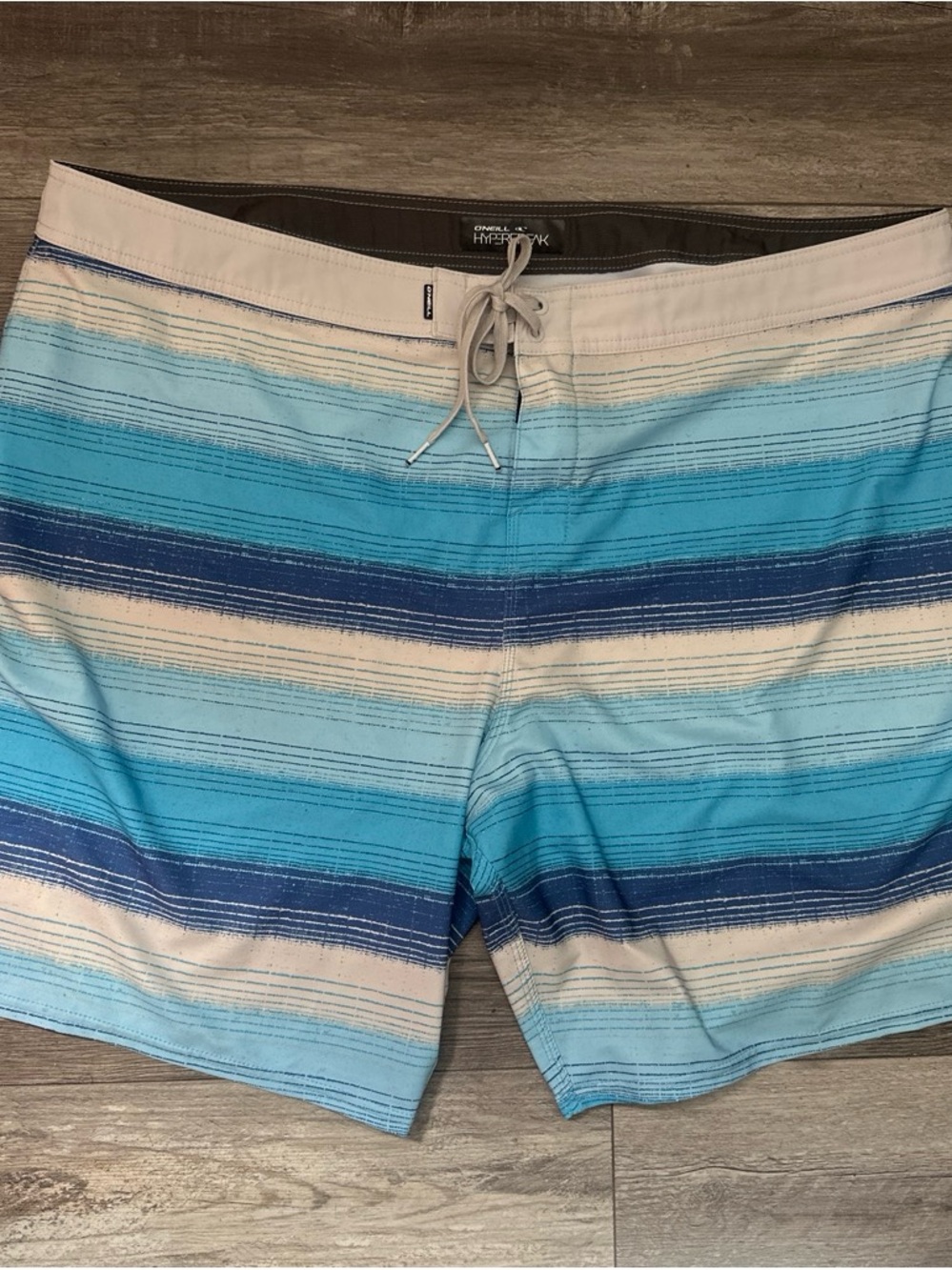 O'Neill Men’s Blue and Cream Striped Board Shorts